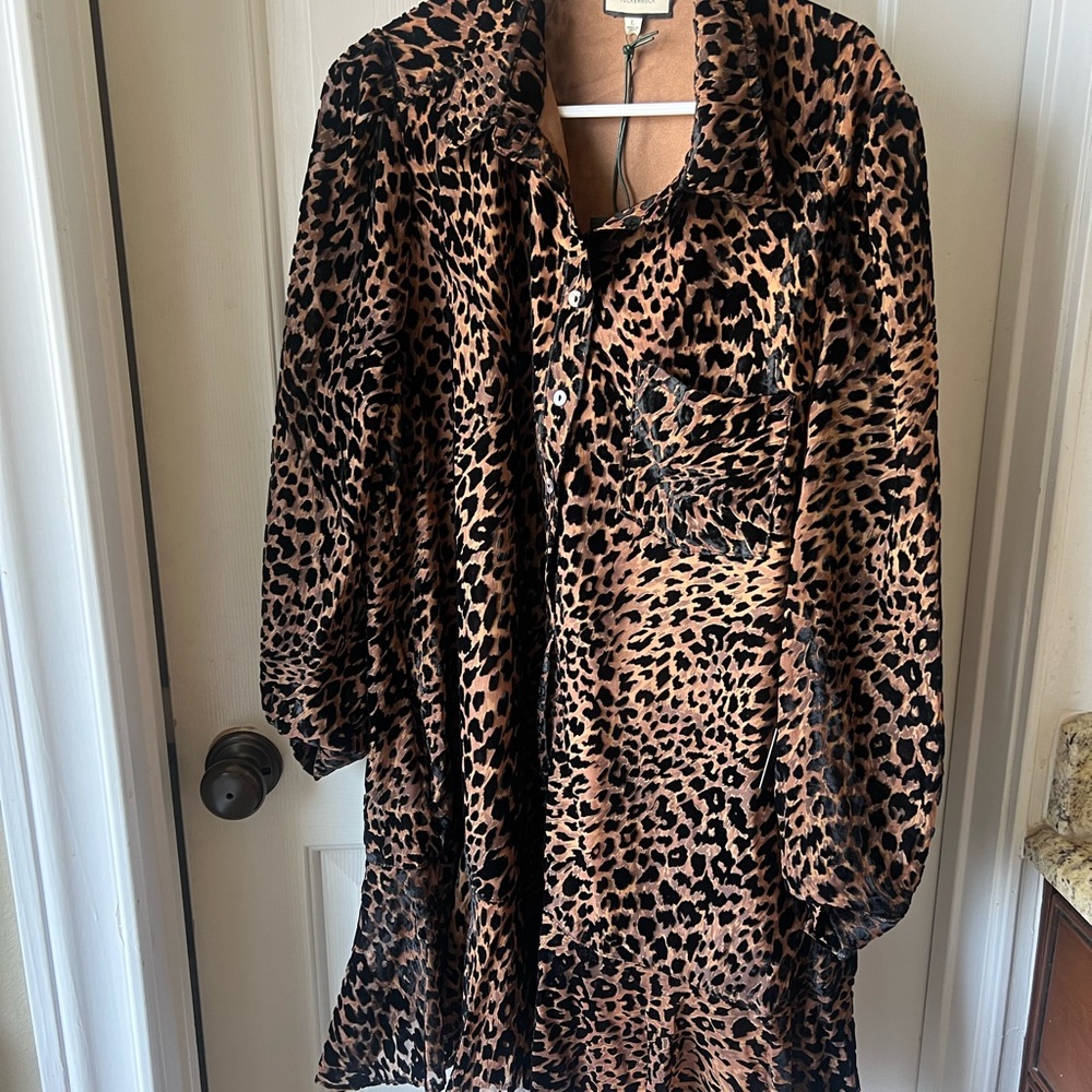 Tuckernuck Leopard Velvet Burnout Callahan Shirt Dress